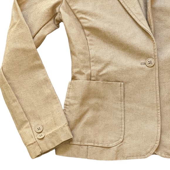 GAP fitted cotton blend jacket In beige / tan, long sleeve tailored, size: S - Picture 3 of 7